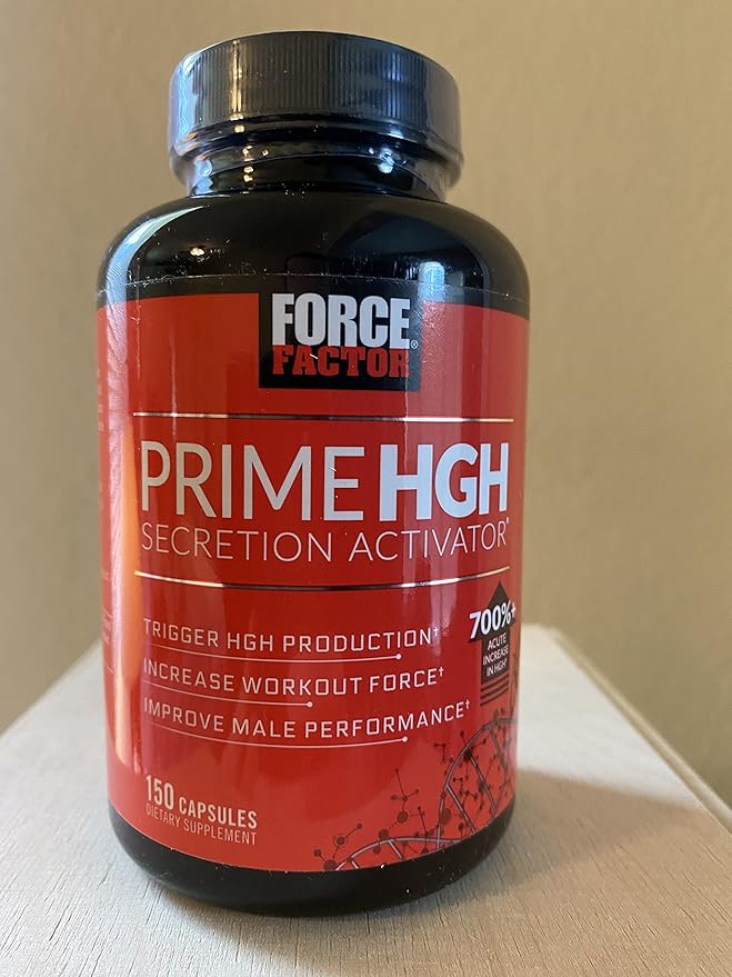 FORCE FACTOR Prime HGH Secretion Activator Supplement for Men with L-Arginine and L-Glutamine to Trigger HGH Production, Boost Workout Force, and Improve Athletic Performance, 150 Capsules
