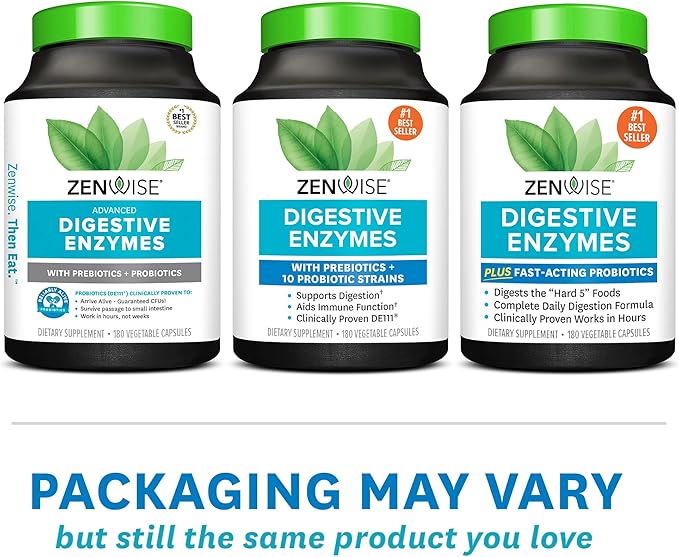 Zenwise Health Digestive Enzymes for Gut Health - Probiotic Multi Enzymes with Prebiotics and Probiotics for Women and Men for Digestive Health and Bloating Relief, Daily Enzymes for Digestion -180 CT