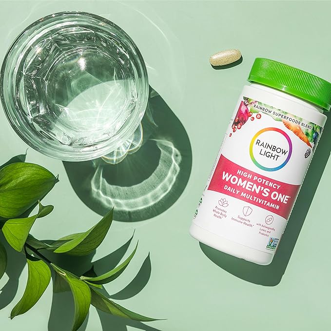 Rainbow Light Womens One High-Potency Daily Multivitamin, Womens Multivitamin Provides High-Potency Immune Support, With Vitamin C, Biotin and Ashwagandha, Vegetarian, 150 Count