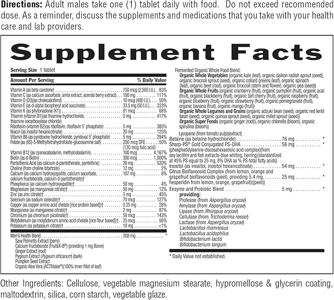 Country Life CORE Daily-1 Multivitamin for Men 50+ - Gluten-Free, Energy Support with Coenzymated B Vitamins, Probiotics, Whole Food and Digestive Enzymes, Certified Gluten Free, 60 Tablets