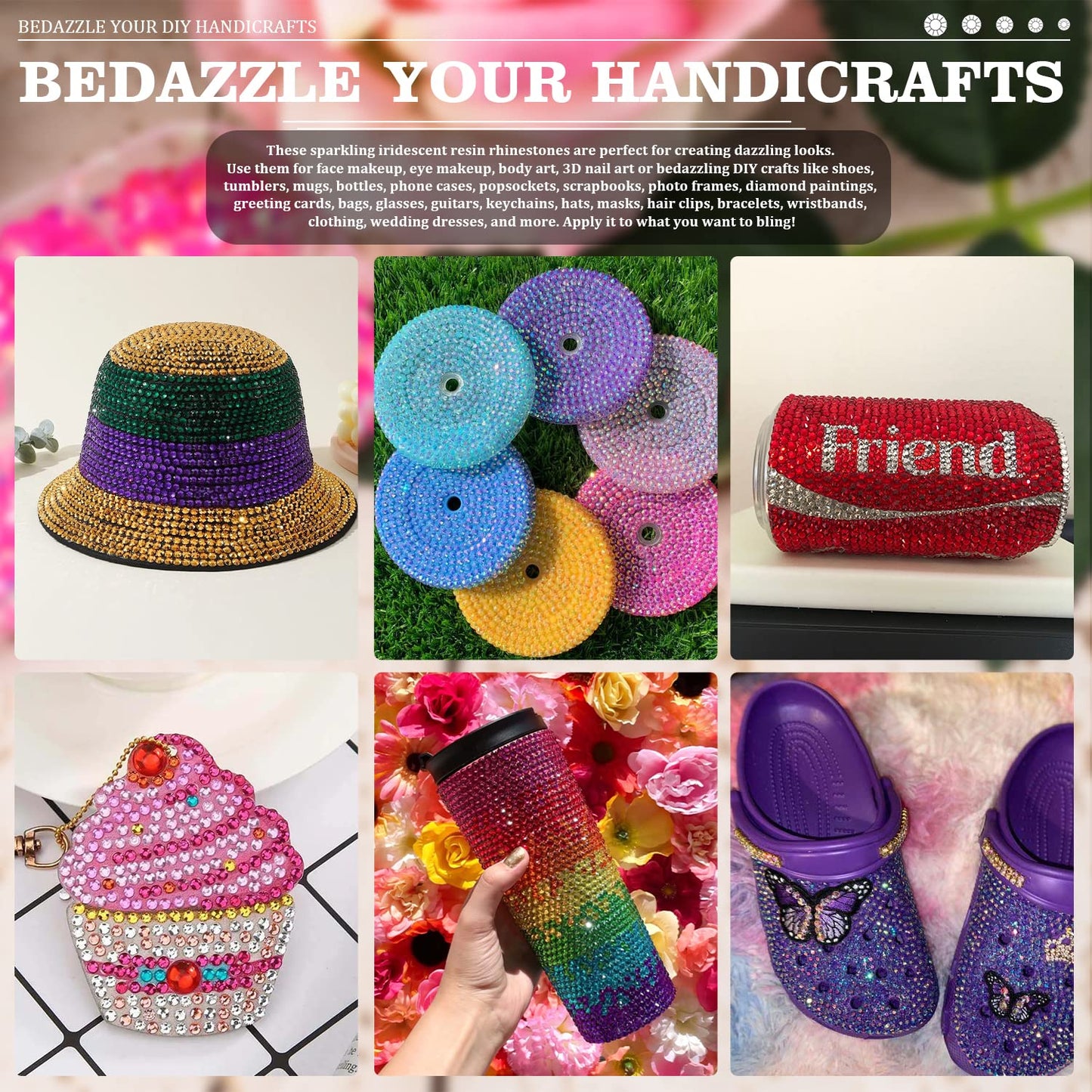 Resin Rhinestones Crafting, 2/3/4/5/6mm Flatback Jelly Rhinestones, 3 Box Transparent AB Non Hotfix Crystal Gems for Bedazzling Crafts Mugs Tumblers Clothes Makeup Nail