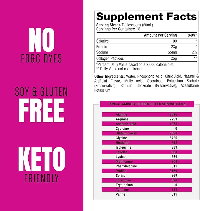 PROSUPPS Amino23 Liquid Collagen Shots, 23g Collagen Protein Promotes Exercise Recovery, Healthy Skin, Hair, Nails & Join Support – Convenient On The Go Bottle, Berry