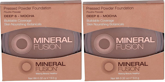 Mineral Fusion Pressed Powder Foundation, Deep 6, 0.32 Ounce (Pack of 2)