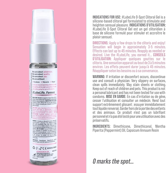 #LubeLife O-Spot Clitoral Gel, 1oz Warming Silicone-Based Stimulant for Women and Couples, Intense Stimulating Arousal Gel, Heightens Pleasure, for External Use Only