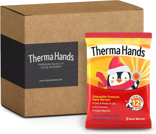 Hand Warmers - Premium (Size: 3.5 inch x 4 inch, Duration: 12+ Hours, Max Temp: 163 F) Air-Activated, Convenient, Safe, Natural, Odorless, & Long Lasting Hand Warmers