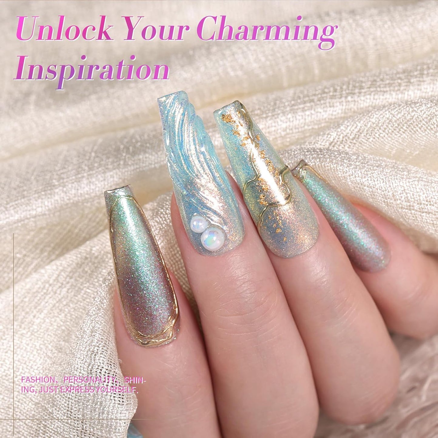 Born Pretty Pearl Gel Nail Polish, Shell Glimmer Shimmer Mermaid Glitter Chameleon Gel Polish Transparent Pearlescent Gel Polish Nail Art Manicure Varnish 6 Colors 7ml Collection Gifts