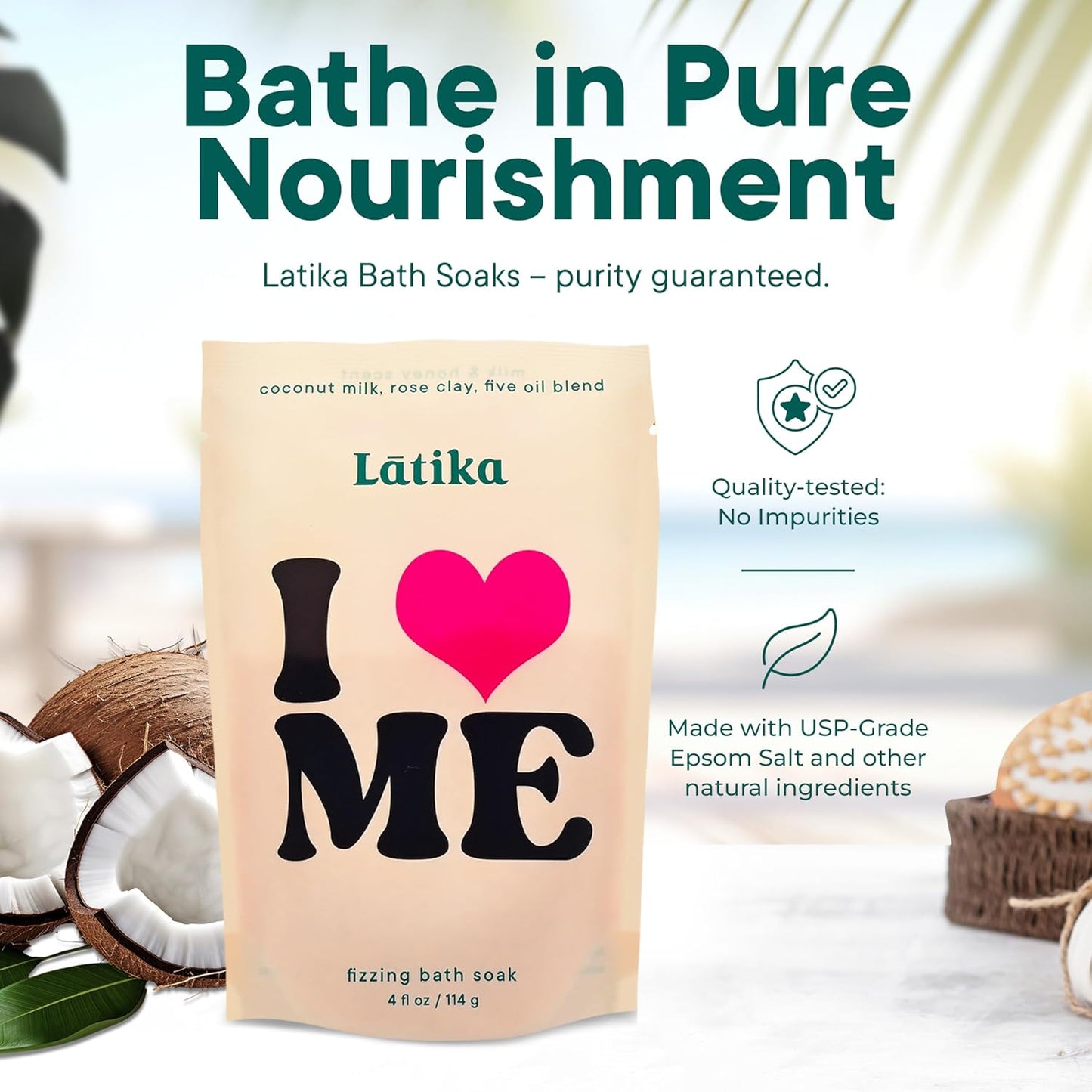 Soak Set of 3 - I Heart Me Bath Soaks with Oats, Milk & Honey for Self-Love & Self-Care – for Relaxation, Muscle Recovery & Skin Nourishment – Stress Relief Soaking Salts