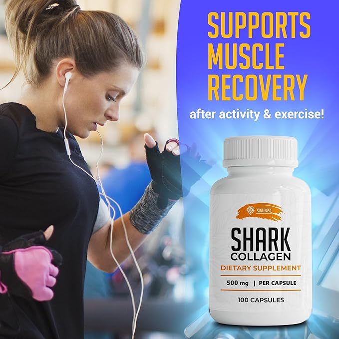 SIRUNES Fish Cartilage Collagen, 100 Capsules - Fish Collagen Supplements for Women, Great for Hair, Skin, Nails, Joints & Bones - Made in USA