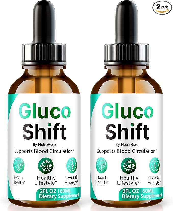 (2 Pack) Gluco Shift Drops - Our Innovative Natural Blood Support Formula, Official GlucoShift to Maintain Healthy and Stable Levels for Overall Wellness, Detox Cleanse Gotas Review (60 Servings)