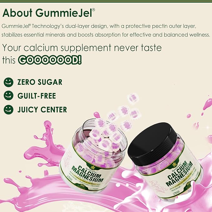 (2 Pack) Plant Based Calcium Supplement 600mg with Vitamin D3 K2, Zinc for Bone Strength, Sustainably Sourced Algae Calcium Magnesium 2:1 Ratio, Sugar Free Calcium Gummies 70+ Trace Minerals, Vegan