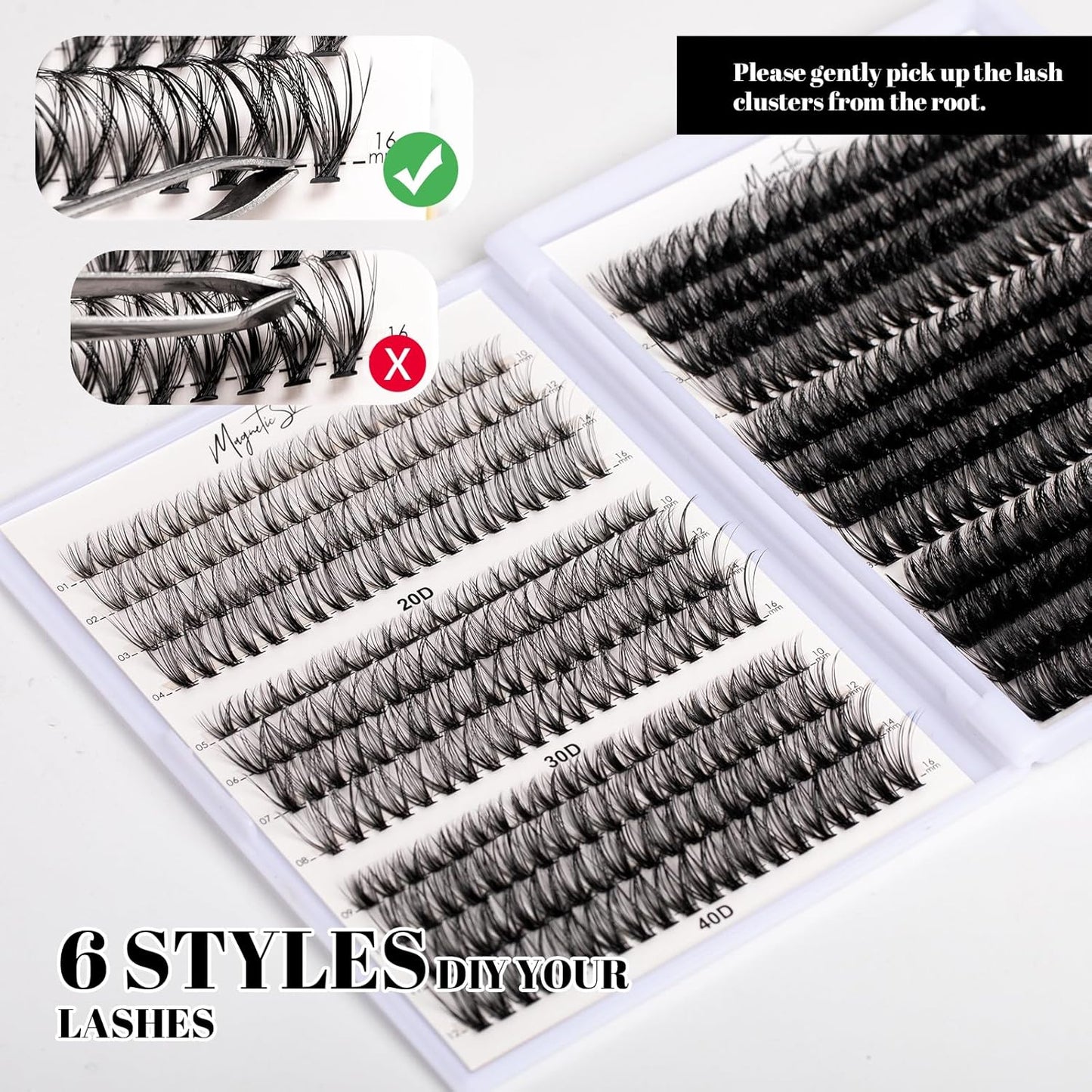Lash Clusters 480 Clusters D Curl 10-20mm False Eyelash 60D 80D 100D Thick Eyelash Extension 20D 30D 40D Individual Eyelashes Multi-Style DIY Lash Extensions for Beginners(20D-100D-D, 10-20MIX)
