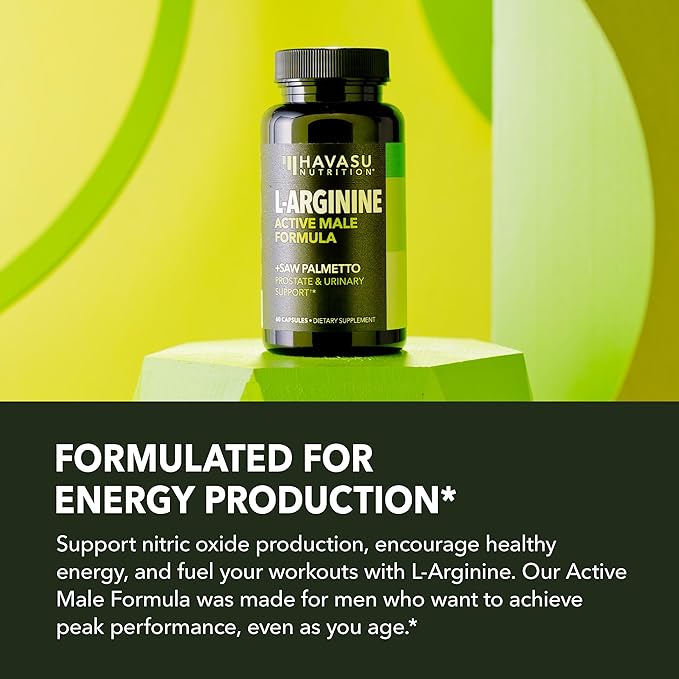 L Arginine Saw Palmetto for Men Prostate Supplement - Nitric Oxide (NO) & Prostate Support Supplement for Ultimate Male Health - Endurance Performance & Urinary Health - Vegan, 60 Count 1 Month Supply