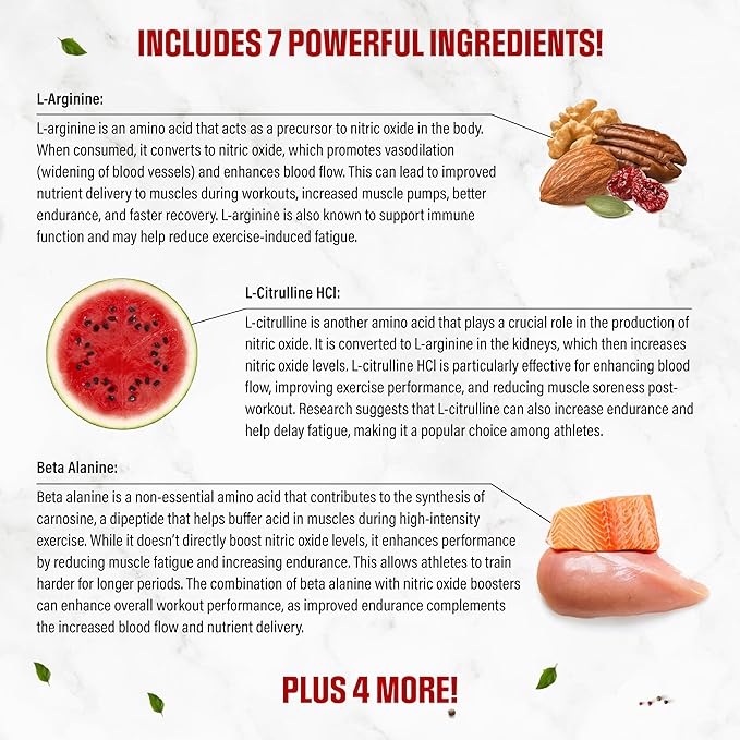 BioSync | #1 New Nitric Oxide Supplement Booster for Men | L Citrulline, L Arginine, Beta Alanine + 4 More Ingredients for Rapid Blood Flow, Skin Splitting Pumps, Strength - 60 Capsules