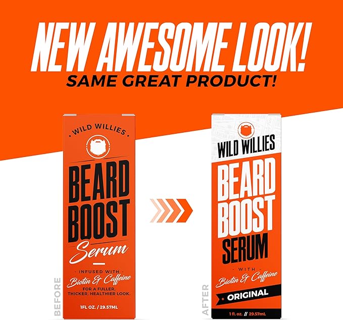 Wild Willies Beard Boost Serum and Growth Supplement Kit for Thicker and Fuller Beard for Beard Enthusiasts, Unscented, 31 Day Supply of Vitamins, Made in USA, 1 fl oz