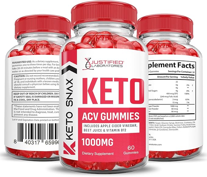 (2 Pack) Keto Snax Keto ACV Gummies Advanced Formula 1000MG Keto Snax Keto Gummies Apple Cider Vinegar Formulated with Pomegranate Beet Juice Powder B12 Vegan Non GMO 120 Gummys