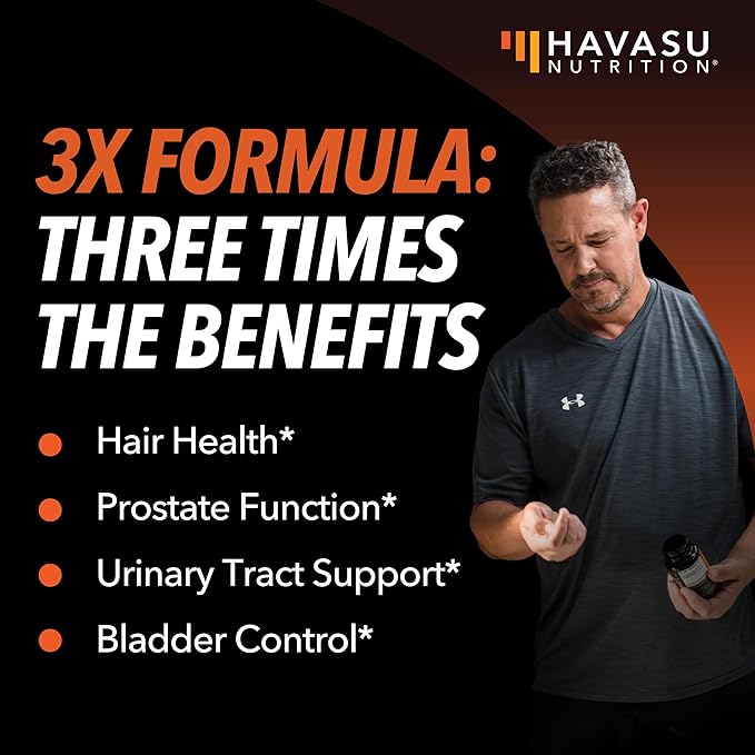 Saw Palmetto Supplement - Potent 3X Formula with Stinging Nettle + Pumpkin Seed Extract - DHT Blocker Urinary Health & Prostate Support Supplement for Mens Health - Saw Palmetto for Men 2 Month Supply