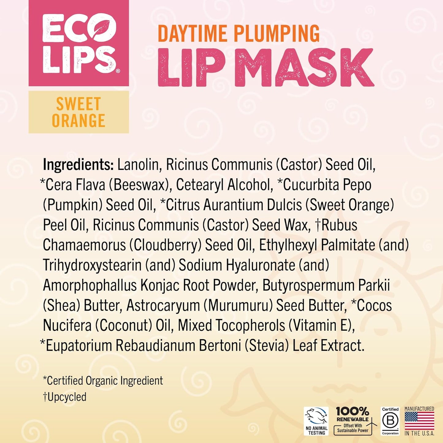 Eco Lips Plumping Daytime Lip Mask with Hyaluronic Acid and Upcycled Cloudberry Oil, 2-pack by Eco Lips 100% Natural. Made in USA