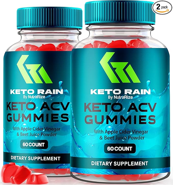 (2 Pack) Keto Rain ACV Gummies, Official KetoRain Keto ACV Gummies, All Natural Keto Supplement, Keto + Apple Cider Vinegar, Keto Plus ACV Reviews (120 Gummies)