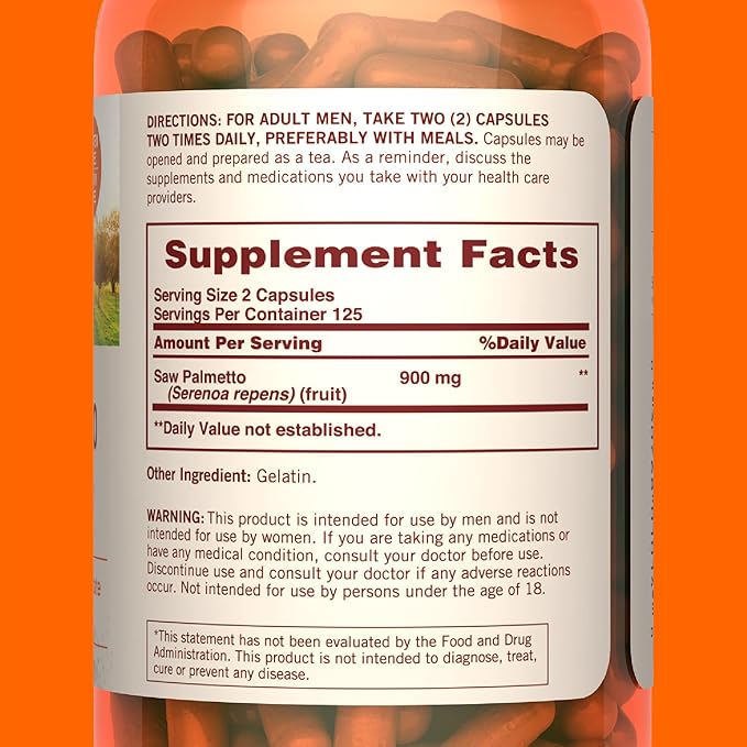 Sundown Saw Palmetto Supplement, Supports Men’s Health, 250 Capsules