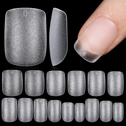 TOMICCA Extra Short Square Nail Tips, 240Pcs Acrylic Full Cover False Press on Nails Tips, 15 Sizes Pre-shaped Double-sided Matte Gel Fake nails for Extension