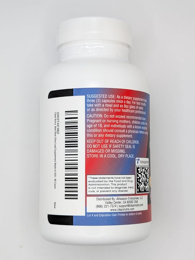 Clean Nutraceuticals Beet Root Capsules Olive Leaf Nattokinase Garlic Extract L-Arginine Omega 3 Red Yeast Rice Hibiscus Danshen - Healthy Support Supplement - 90 Ct