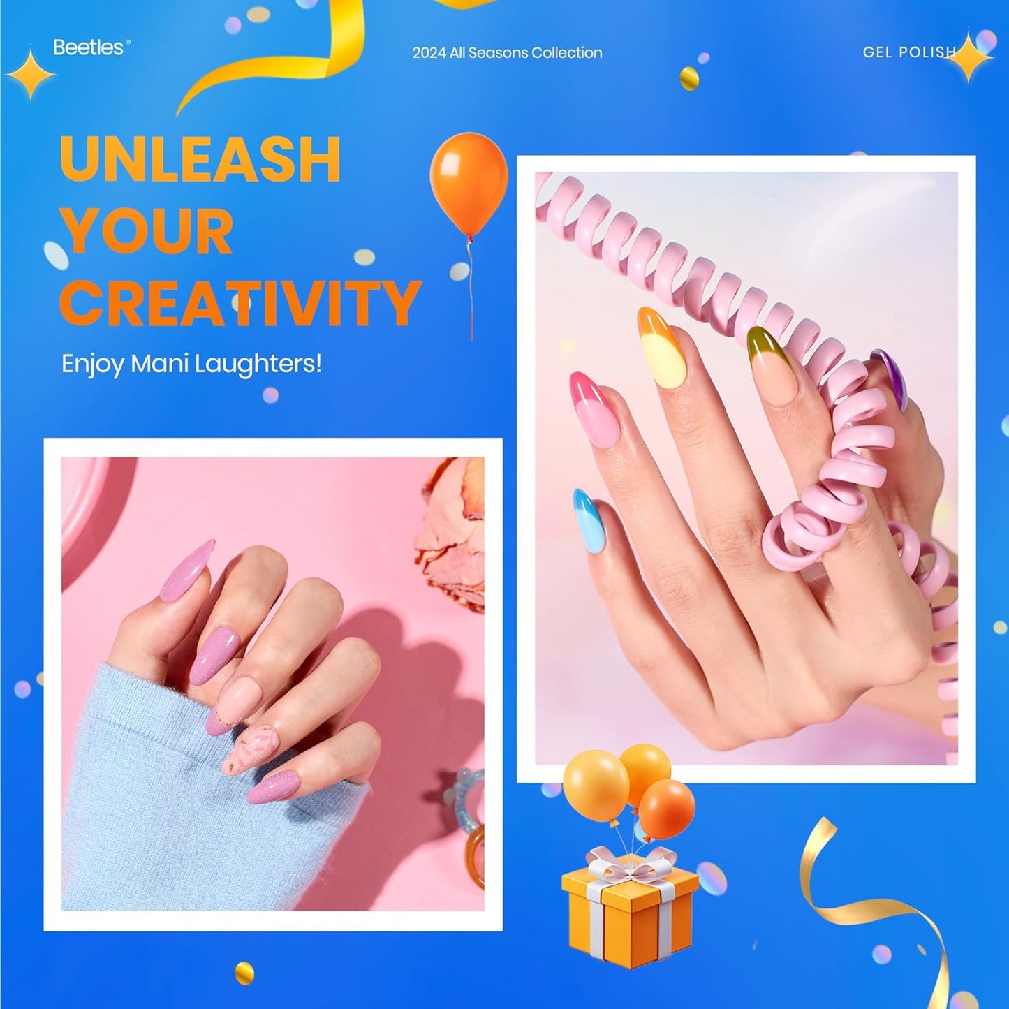 beetles Gel Polish Set Fall Gel Nail Polish Kit 36 Pcs 32 Colors with Base Top Coat Burgundy Red Blue Purple Hot Pink Green Black White Uv LED Lamp Nails Gifts for Women Fingertip Palette