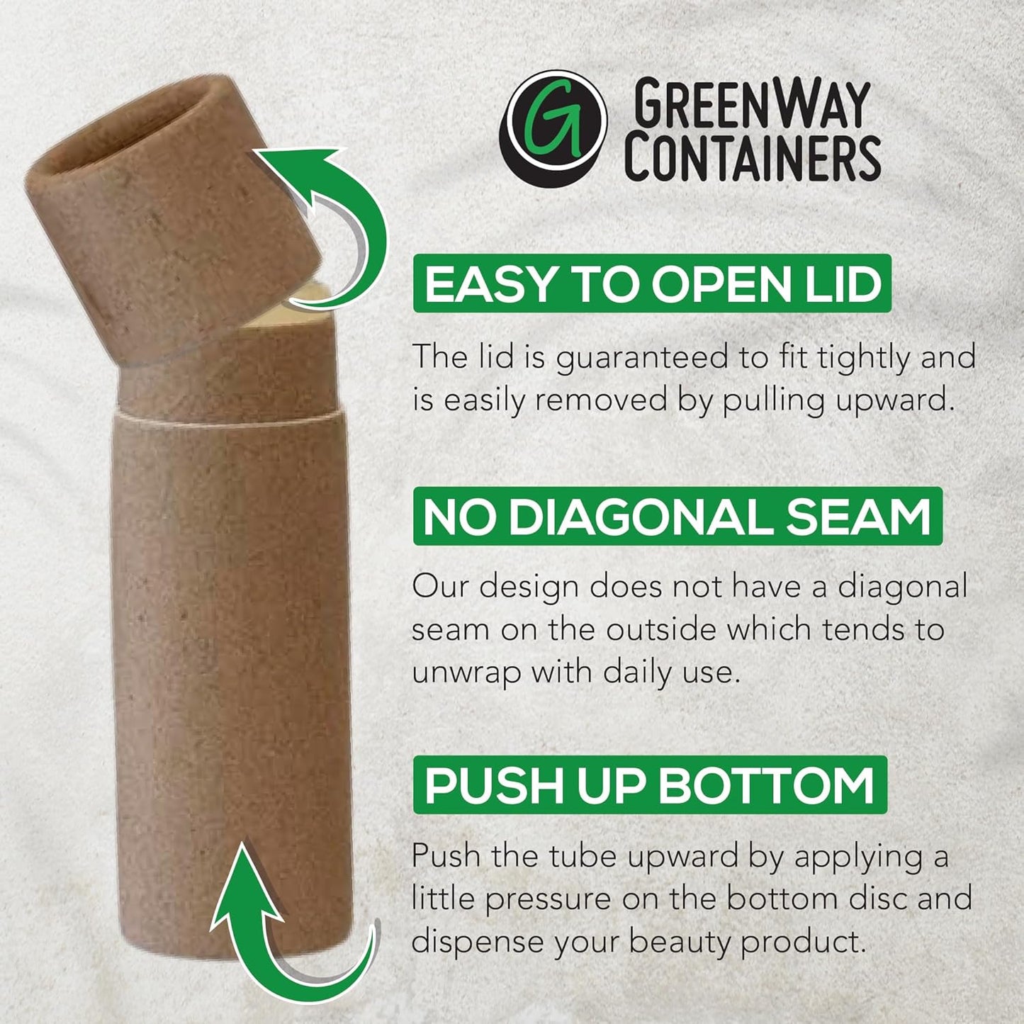 GreenWay 0.15oz / 4.25g Kraft Paperboard Lip Balm Tubes with Lids - 25 Pack Lip Gloss Tubes Refillable DIY Cosmetic Containers – Extra Thick Push-Up Bottom Lip Balm Containers - Brown