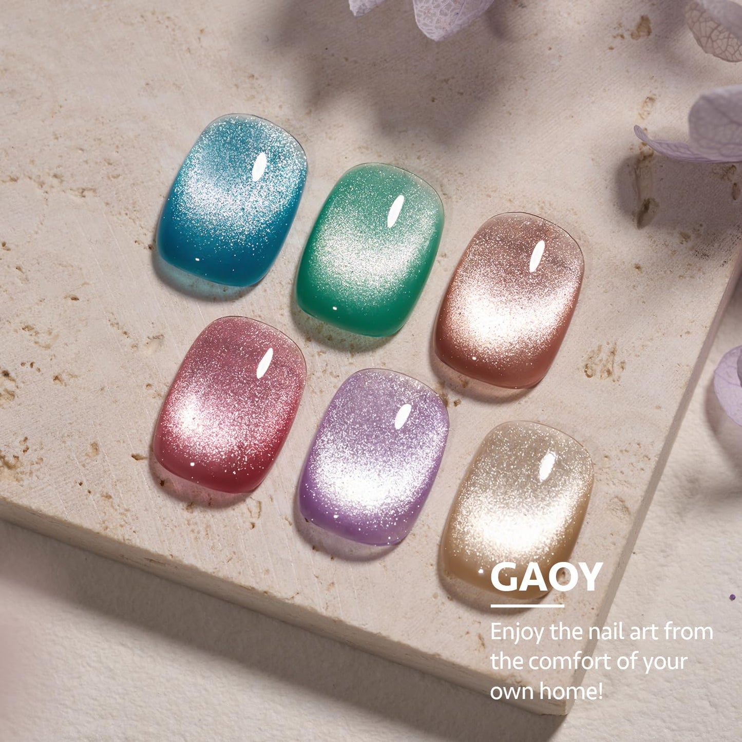 GAOY Glitter Galaxy Cat Eye Gel Nail Polish Set with Magnet for Holographic Cat Eye, Salon Gel Manicure and Nail Art DIY at Home, Gift for Women