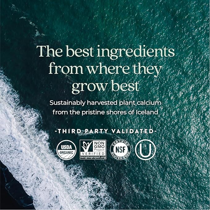 New Chapter Calcium Supplement - Bone Strength Organic Calcium with Magnesium, Vitamin D3+K2, 70+ Trace Minerals for Bone Health, Gluten Free, Easy to Swallow Slim Calcium Tablets - 180 Count