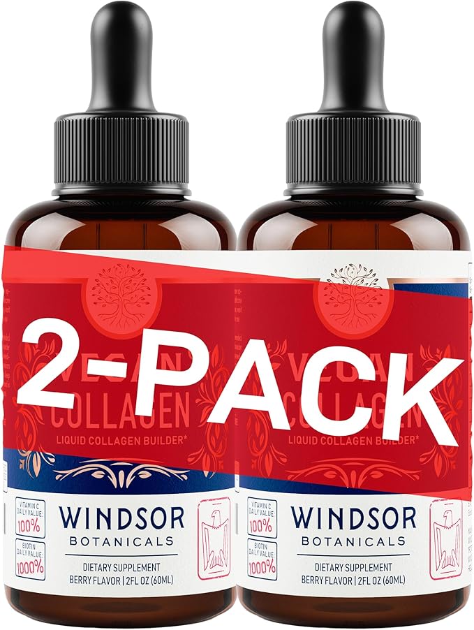 Vegan Collagen Builder Liquid Supplement - Collagen Booster with Vitamin C, Biotin, Hyaluronic Acid & Amino Acids - Vegetarian Collagen for Women, Organic Fruit & Vegetable Blend - 120ml, 60 Day