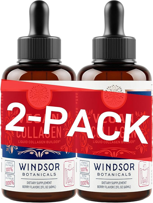 Vegan Collagen Builder Liquid Supplement - Collagen Booster with Vitamin C, Biotin, Hyaluronic Acid & Amino Acids - Vegetarian Collagen for Women, Organic Fruit & Vegetable Blend - 120ml, 60 Day