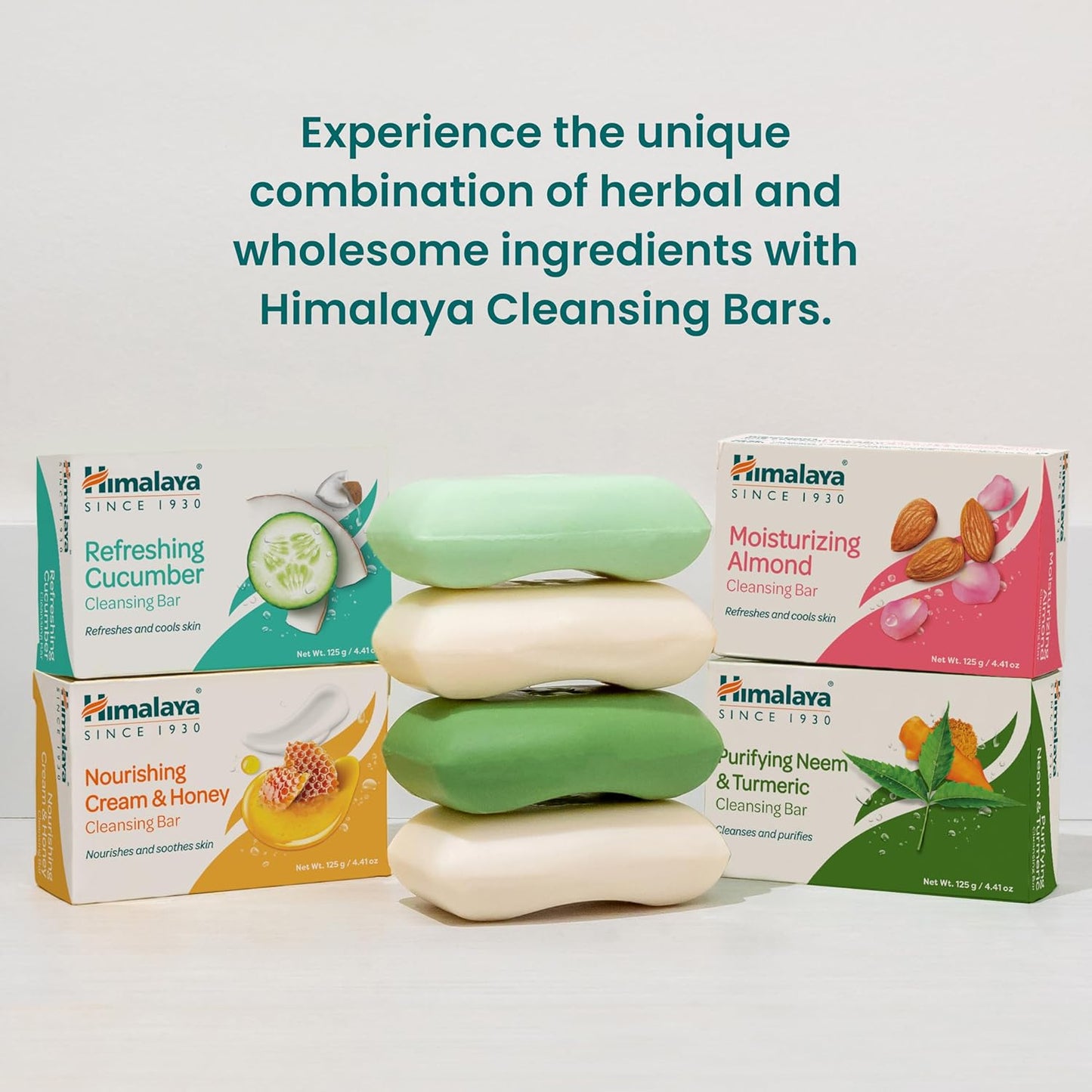 Himalaya Refreshing Cucumber Cleansing Bar, Face and Body Soap for Soft Skin, 4.41 oz, 12 Pack