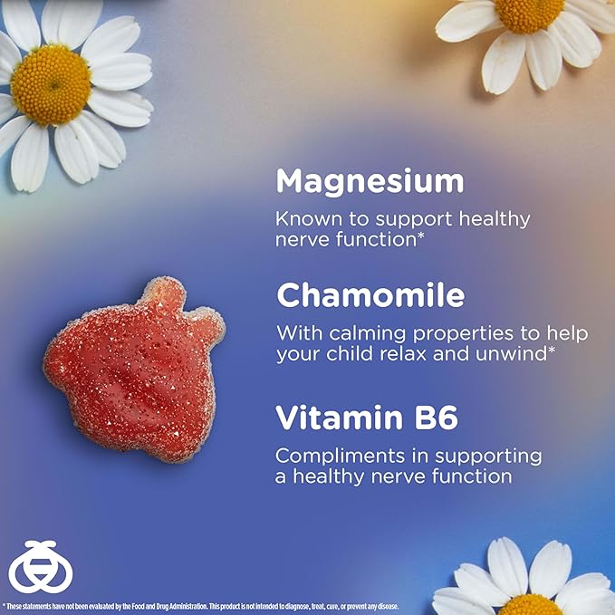 Zarbee's Children's Calm Gummy, Supports a Calm Mind & Body for Kids Ages 5+, Made with Magnesium, Chamomile & Vitamin B6, Natural Raspberry Flavor, 30 Count Gummies