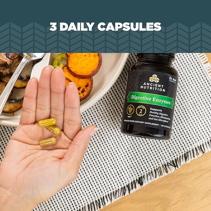 Digestive Enzymes by Ancient Nutrition, Supports Gut Health, Promotes Healthy Digestive Function, 90 Ct