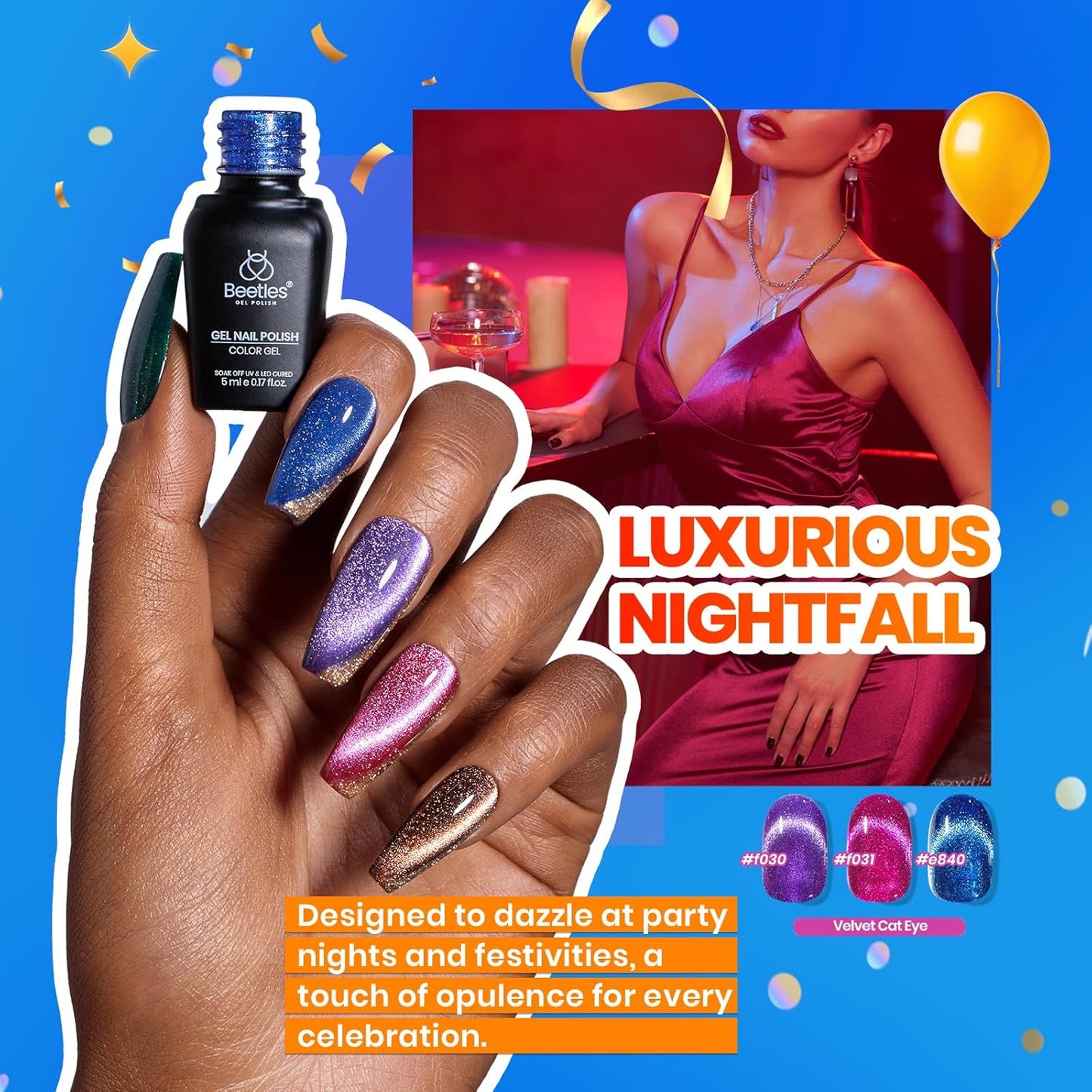 Beetles Cat Eye Gel Nail Polish Set - 36 Colors Red Purple Brown Green Burgundy Magnetic Gel Nail Polish with Magnet Base Coat Glossy Matte Top Coat Soak off UV DIY Nail Art Gift for Women