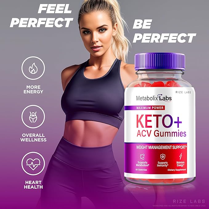 '- Metabolix Labs Keto Plus ACV Gummies - Weight Management Support Apple Cider Vinegar Supplement (60 Gummies)