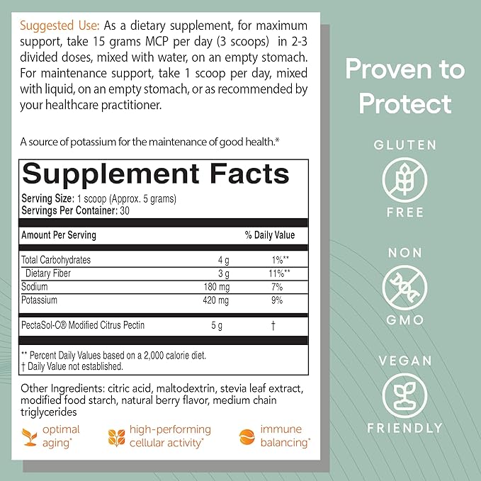 PectaSol Modified Citrus Pectin – 184g Berry Powder – Total-Body Health Supplement to Support the Heart, Immune System, Inflammation Response & Healthy Aging + Maintain Healthy Galectin-3 Levels