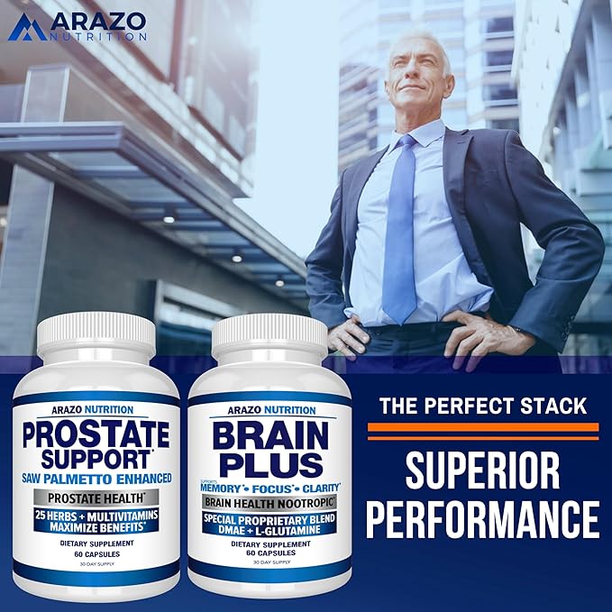 Arazo Nutrition Prostate Supplement - Saw Palmetto + 25 Herbs - Reduce Frequent Urination, Reduce Hair Loss, Support Stamina – Single Homeopathic Herbal Extract Health Supplements - Capsule or Pill