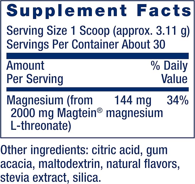 Life Extension Neuro-Mag Magnesium L-Threonate Powder (Tropical Punch) - Ultra-Absorbable - Supports Memory, Focus, Cognitive Function & Mood - Gluten No, Non-GMO, Vegetarian (30 Servings)