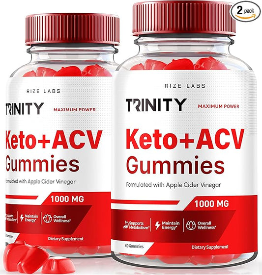 (2 Pack) Trinity Keto ACV Gummies, Official Trinity Keto+ACV Gummies Advanced Weight Loss, Premium Keto Plus ACV Formula, All Natural Apple Cider Vinegar Supplement, Gummy 500 mg Review (120 Gummies)