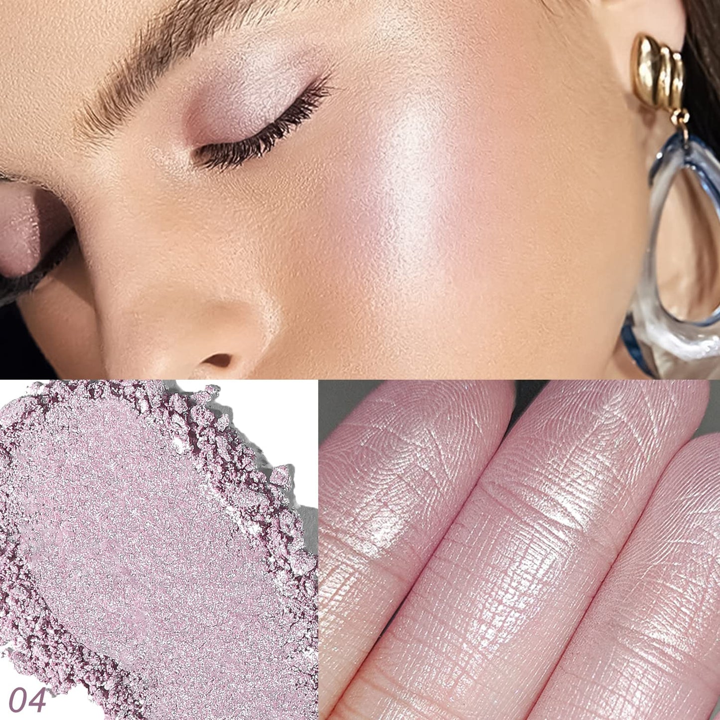 YOUNG VISION Pressed Powder Highlighter, Baked Natural Glow Contour Powder & Face Highlighter, Cruelty Free, Shimmer Highlighting Makeup for Face, Eye, Eyeshadow, Body, Skin (Purple)