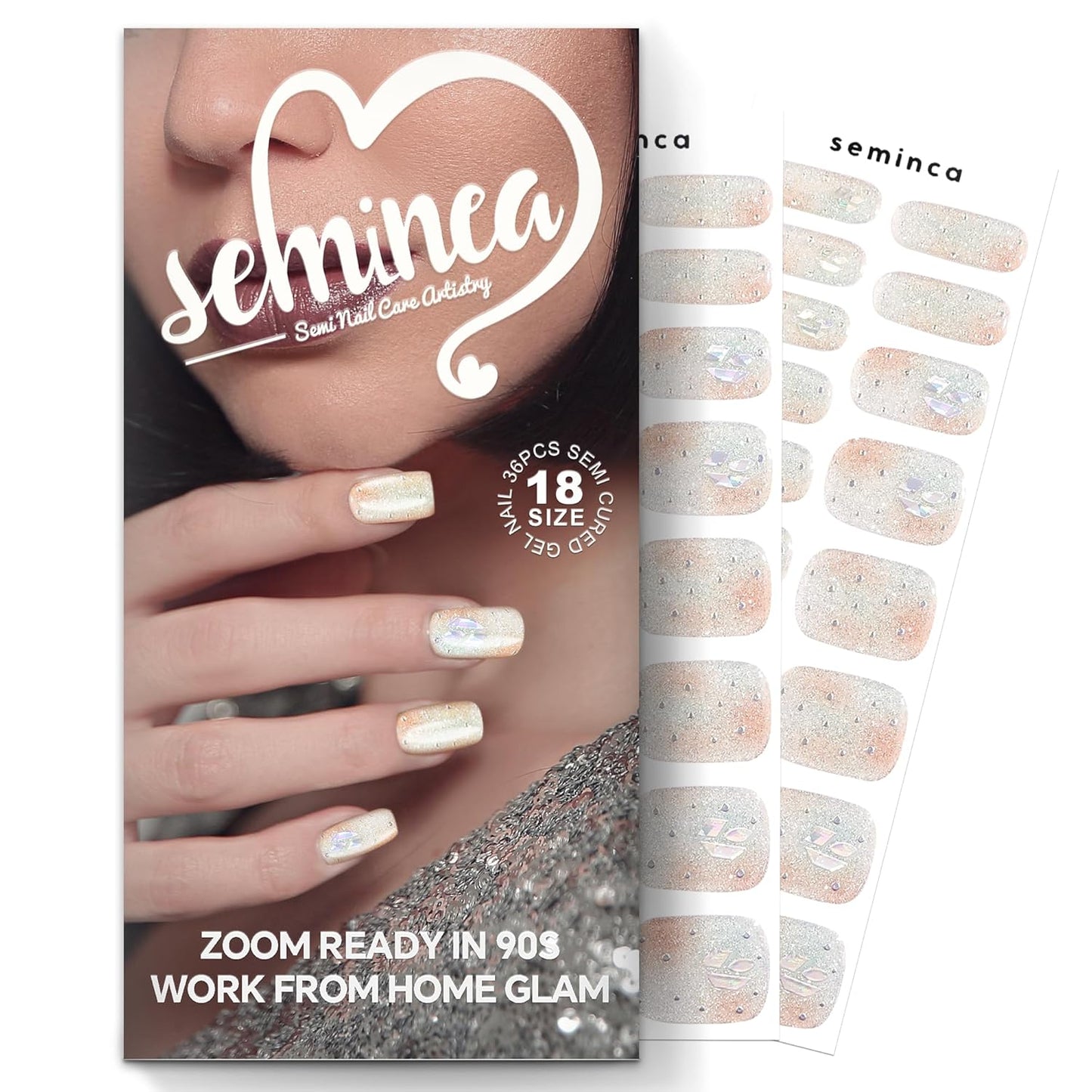 Semi Cured Gel Nail Strips-Salon Quality Semi-Cured Gel Press On Nails Stickers Quick DIY Nail Art Manicure Kits for Women at Home Works with Any UV/LED Lamps(Gilded Constellation）