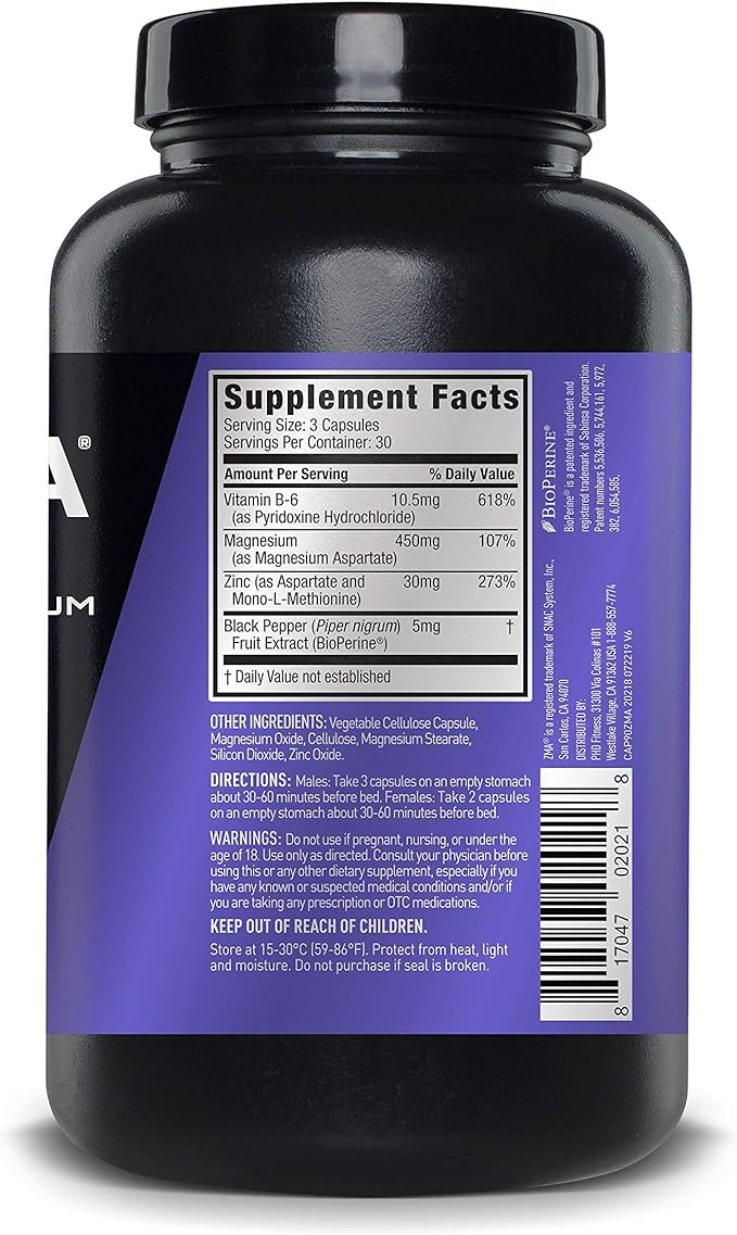 ZMA JYM, Zinc & Magnesium Supplement - Zinc, Magnesium and Vitamin B6, YM Supplement Science, 90 Vegetarian Capsules