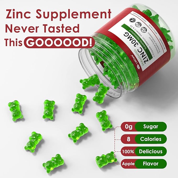 Zinc Gummies 30mg, High Absorption Fermented Zinc Supplements + Copper, Selenium, Vitamin C & D, Black Elderberry, Zinc Complex for Daily Immune Support, Powerful Antioxidant, Vegan, Sugar Free 2 Pack