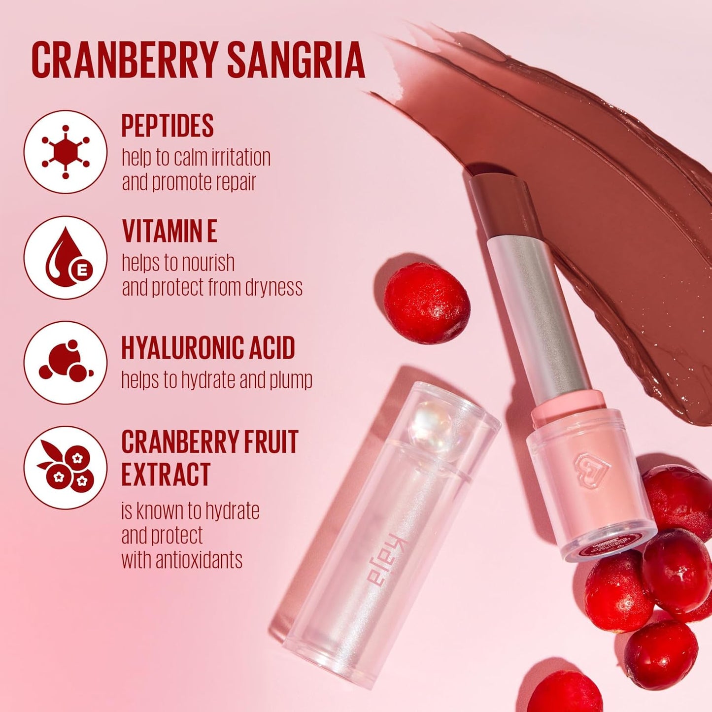 Kaja Juicy Glass Lip Balm | Plumping, Hydrating, Korean Lip Balm, Moisturizing Lip Care, 24hrs Long-lasting Hydration, Nourishing Lip Care | Cranberry Sangria, 0.15 oz.