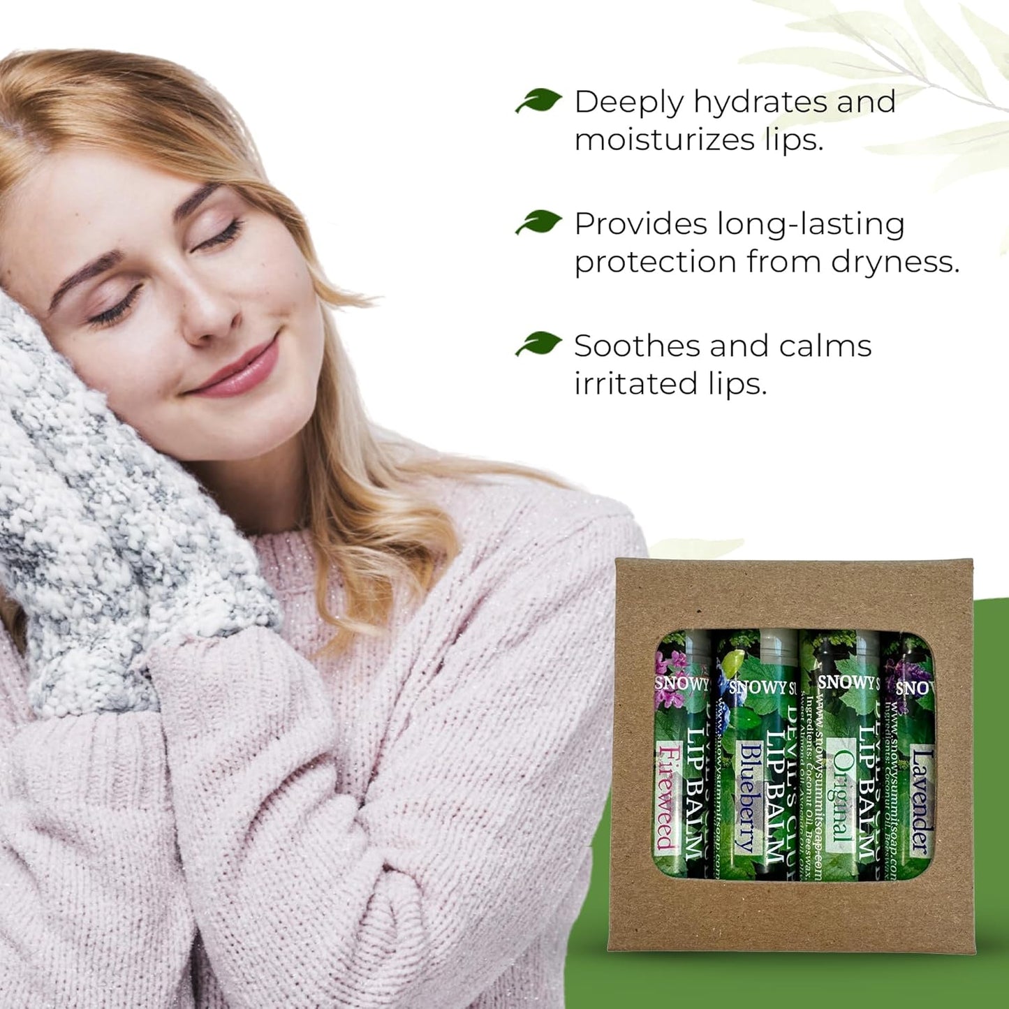 Devil's Club Lip Balm Set - Contains Fireweed, Lavender, Blueberry - Natural Moisturizing Chapstick with Vitamin E - Handcrafted in Alaska - 4 x .15 oz Tubes for Soft, Smooth Lips