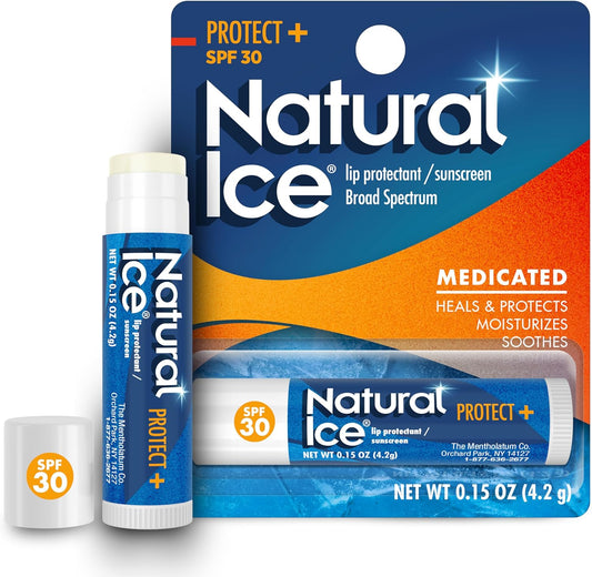 Mentholatum (R) Natural Ice (R) Sport Broad Spectrum SPF 30 Medicated Lip Balm - 12 Pack of 4.2 g Tubes