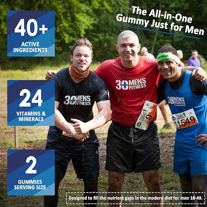 (2 Pack) Multivitamin for Men, Daily Mens Multivitamins & Multiminerals Gummies, Mens Vitamins A C D E B6 B12, Methylfolate, Omega 3, Probiotics, Enzymes for Energy, Immunity, Sugar Free, (No Iron)