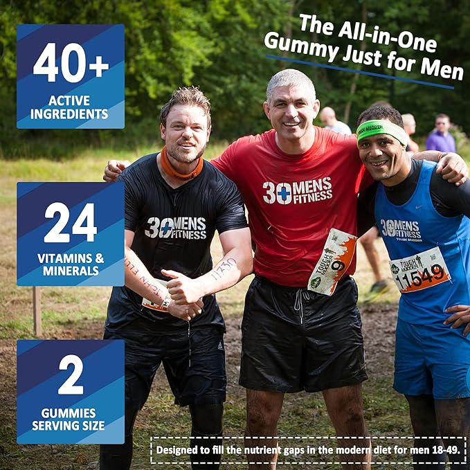 (2 Pack) Multivitamin for Men, Daily Mens Multivitamins & Multiminerals Gummies, Mens Vitamins A C D E B6 B12, Methylfolate, Omega 3, Probiotics, Enzymes for Energy, Immunity, Sugar Free, (No Iron)