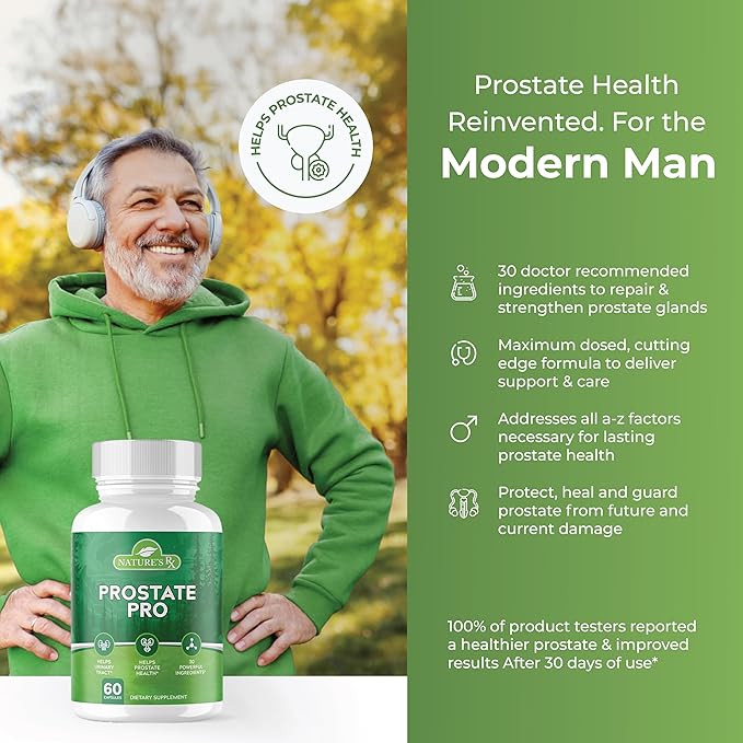 Nature's RX | #1 Dosed Prostate Support Supplement | Urinary Tract Health, Helps Prostate Function | Ultra Dosed Formula w/ 30 Powerful Ingredients | 3rd Party Tested + USA Made - 60 Capsules
